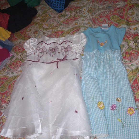 2,girls 4T dresse Little princess George cream lace  burgundy flowers, ML blue - Picture 2 of 4